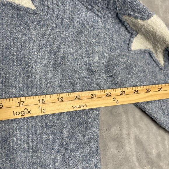 Threaded Leaf‎ Star Sweater Womens S Blue White Knit Boxy Oversized Crop - Picture 6 of 8